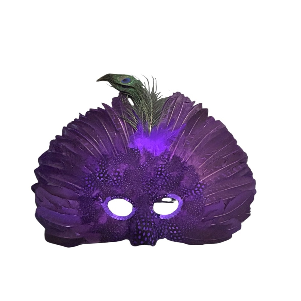 Purple Feathered Masquerade Mask